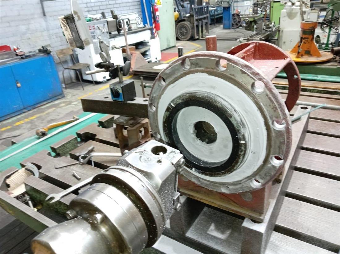 Pump component on machining table