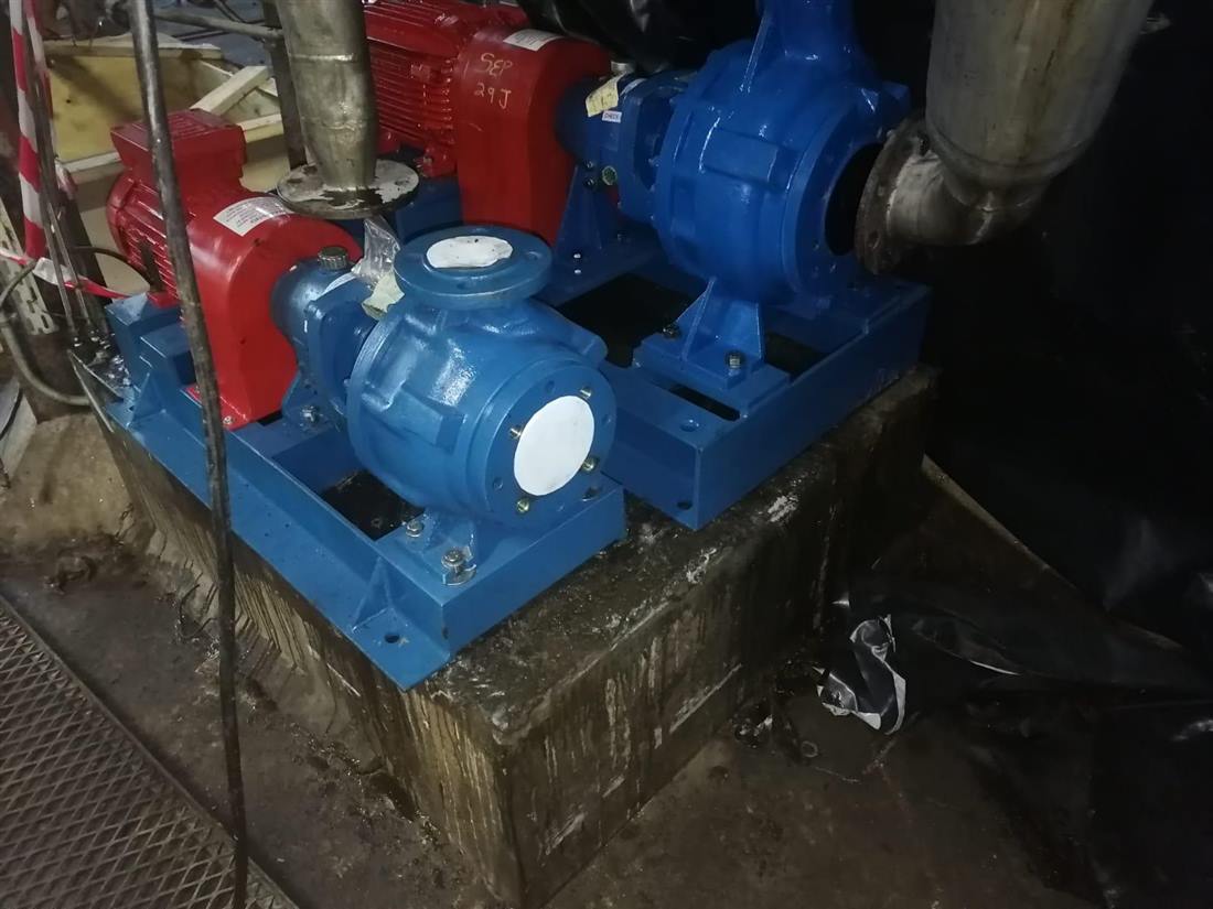 Refurbished and recoated centrifugal pumps reinstalled on site in the Western Cape